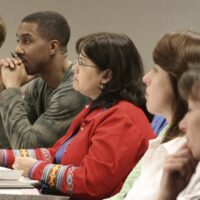 Four teachers at a professional development session